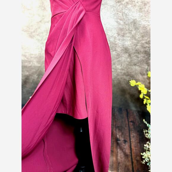 Jenny Packham V-Neck Crepe Column Gown - Burgundy - size 4 - Picture 9 of 16